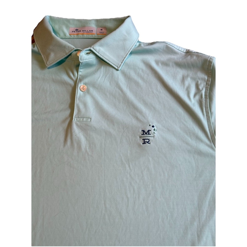 Peter Miller Featherweight Shirt Polo Medium Logo Light‎ Green Golf Casual